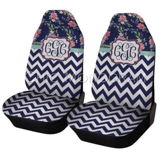 Floral Chevron Car Seat Covers Set of Two Front Seat Covers Etsy