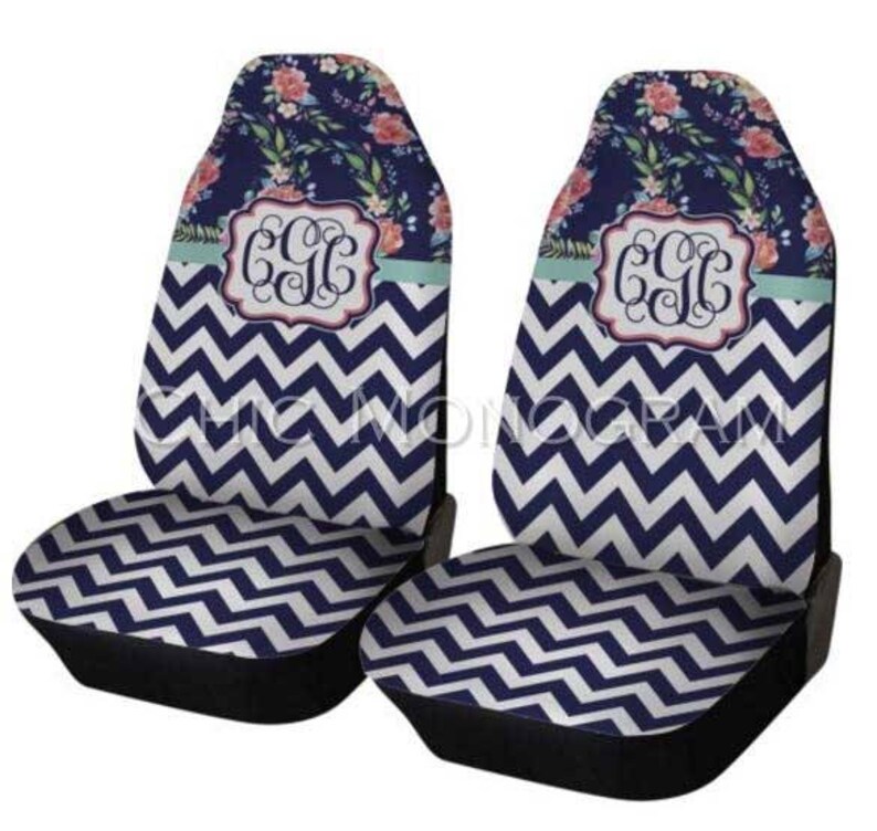 Floral Chevron Car Seat Covers Set of Two Front Seat Covers Etsy