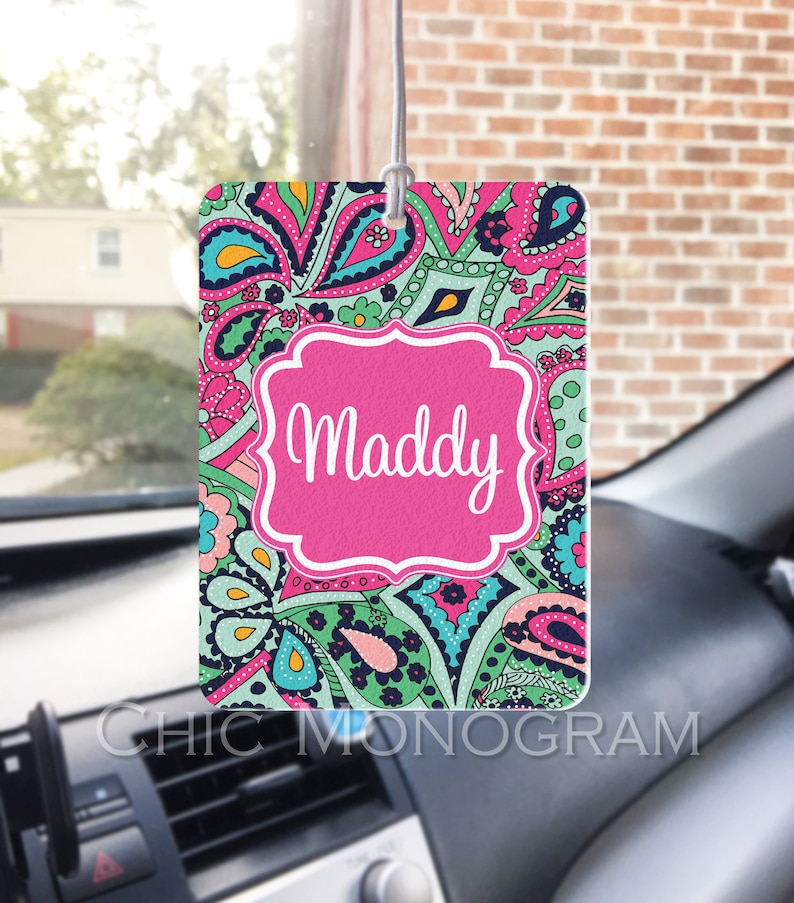 Rear View Mirror Air Freshener Car Monogrammed Auto Air Etsy