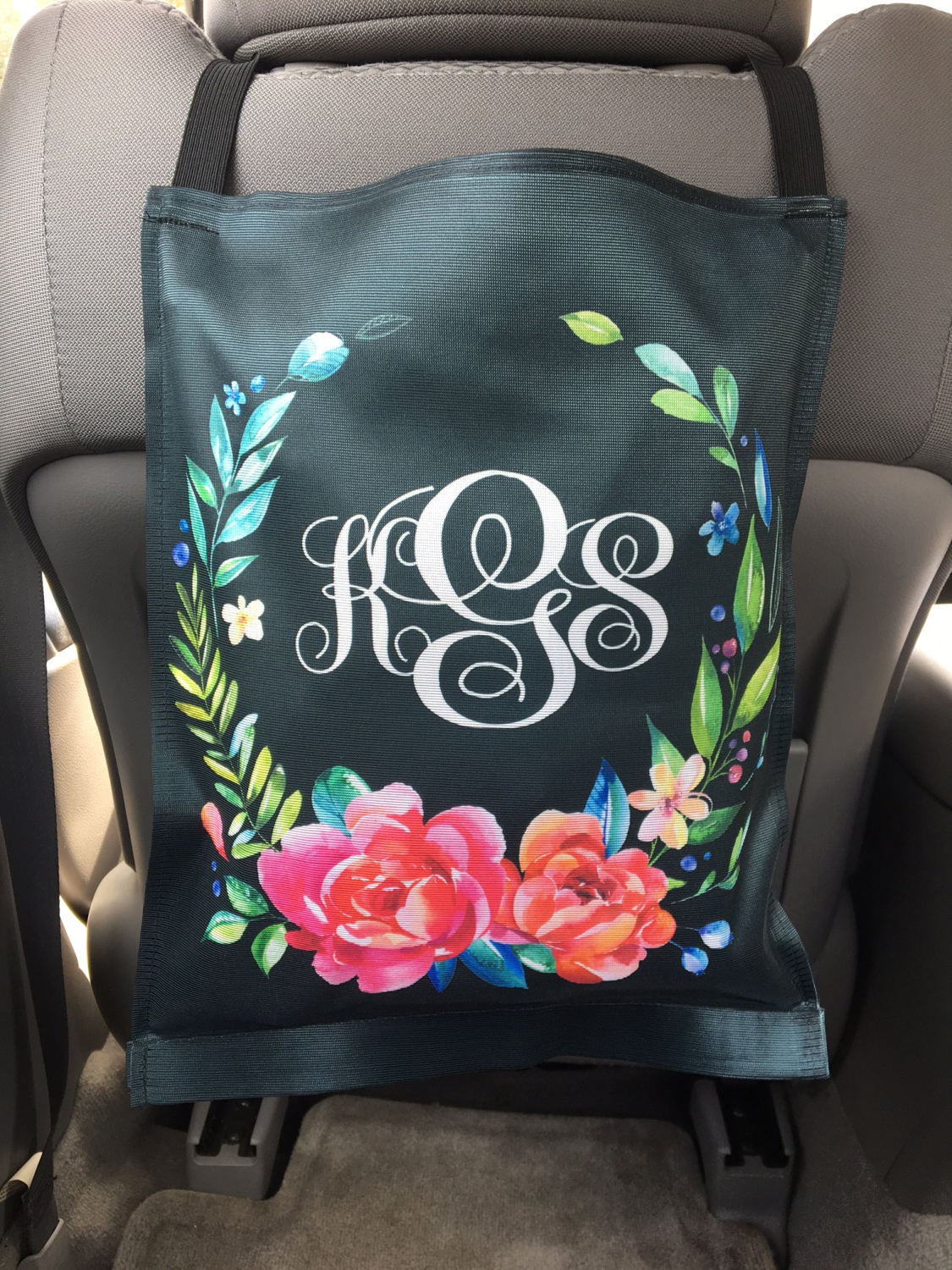 Classy Black Floral Monogrammed Car 