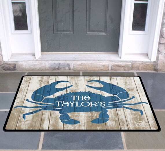 Rug Personalized Rustic Crab Door Mat Beach House Doormat Etsy