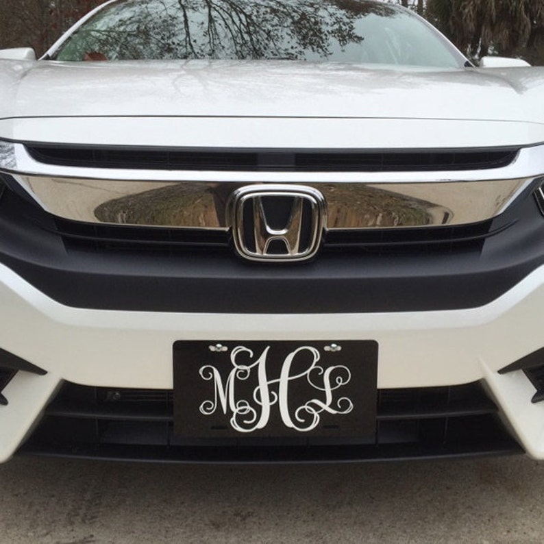 Classy Black and White Monogram Front License Plate & Plate Etsy