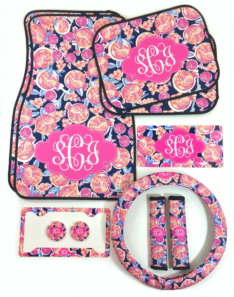 Monogrammed Floor Mats >> Monogrammed Car Accessories Set Car Floor Mats Steering Wheel Cover Seat Belt Covers License Plate And Frame Car Coasters Pomegranate Monogrammed Floor Mats >> Monogrammed Car Accessories Set Car Floor Mats Steering Wheel Cover Seat Belt Covers License Plate And Frame Car Coasters Pomegranate
