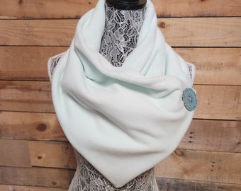 Luxe Fleece wrap winter scarf, light Turquoise