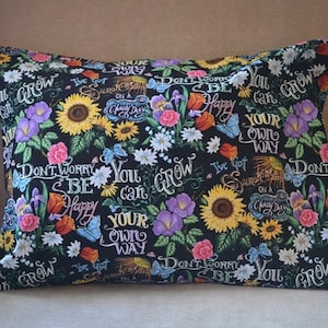 Travel Pillow Case / Accent Pillow Case of SPRING FLOWERS / Sunflowers Pillowcase / Butterflies / Inspirational /12&quot;x16&quot;Pillowcase