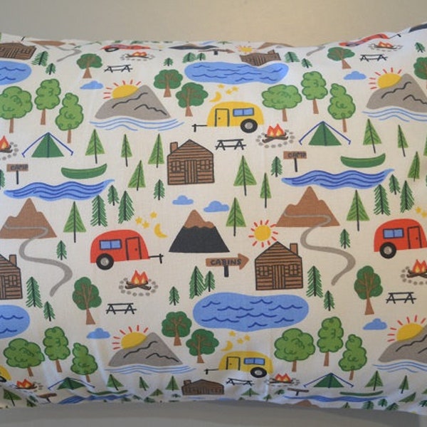 Travel Pillow Case/Accent Travel Pillow Vintage Scenic CAMPER / TRAILER /Tent/Camper/Retro Camper Bedding/Camper Decor/12"x16" Pillowcase