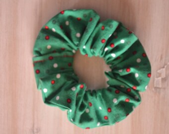 Polka Dot SCRUNCHIE / Christmas Scrunchie / Hair Accessories / Hair Ties / Pony Tail Elastic Band / Girl Hair Accessory / Hair Scrunchies