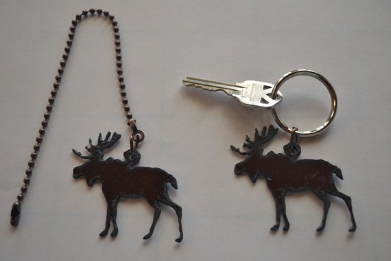 Rustic Rusty Rusted Recycled Metal Moose Ceiling Fan Pull Etsy