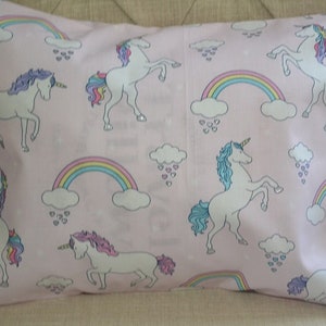 Travel Pillow Case / Child Pillow Case of MAGICAL UNICORNS / RAINBOWS and Unicorn Decor/Unicorn Pillowcase/Unicorn Pillow/12"x16" Pillowcase