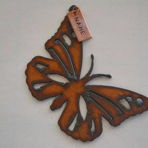 BUTTERFLY made of Rustic Rusty Rusted Recycled Metal Personalized Custom PERSONALIZED BUTTERFLY / Monarch / Ornament or Magnet
