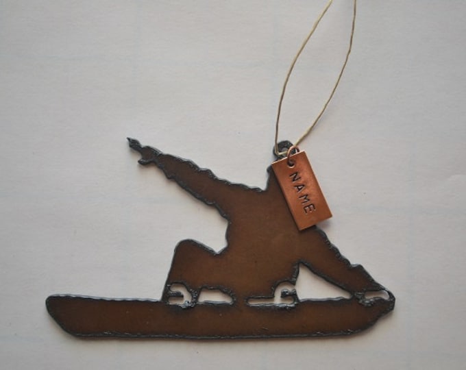 SNOWBOARDER made of Rustic Rusty Rusted Recycled Metal Custom PERSONALIZED SNOWBOARDER / Snowboarding / Winter / Ski Ornament or Magnet