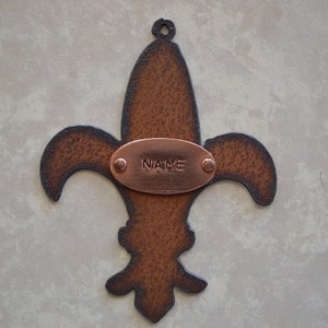 FLEUR de LIS made of Rusty Rusted Recycled Metal Custom PERSONALIZED Fleur de Lis / Paris Decor Ornament or Magnet