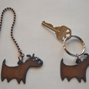 Rustic Rusty Rusted Recycled Metal CARTOON LIKE DOG Chubby Ceiling Fan Pull / Light Pull or Key Chain / Personalized Keychain