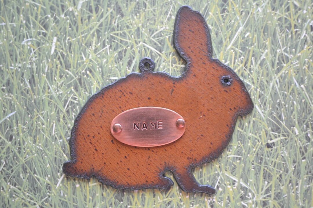 RABBIT Made of Rustic Rusty Rusted Recycled Metal Custom PERSONALIZED ...