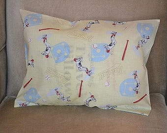 Travel Pillow Case / Child Pillow Case VINTAGE  BASEBALL / Baseball Pillowcase / Baseball Bedding / Baseball Decor / 12"x16" Pillowcase
