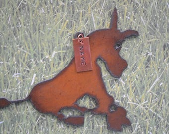 DONKEY / BURRO made of Rustic Rusty Rusted Recycled Metal Custom Personalized Donkey / Burro / Mule Ornament or Magnet