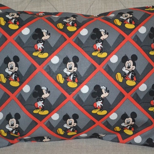 Travel Pillow Case / Child Pillow Case of Walt Disney MICKEY MOUSE / Minnie Mouse  Pillow / Mickey Mouse Pillowcase / 12"x16" Pillowcase