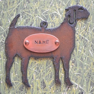 GOAT made of Rustic Rusty Rusted Recycled Metal Custom PERSONALIZED Show Goat Ornament or Magnet