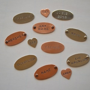 CUSTOM HAND STAMPED Tags in Copper or Aluminum