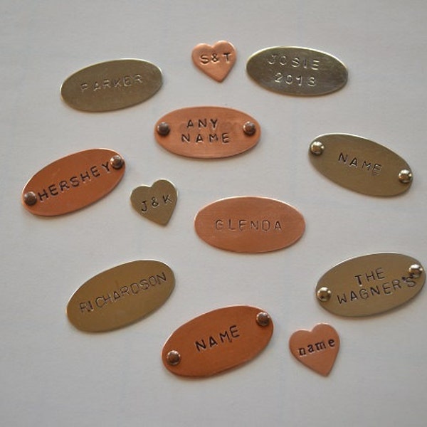 CUSTOM HAND STAMPED Tags in Copper or Aluminum