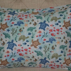 Travel Pillow Case / Child Pillow Case COLORFUL  SEA TURTLES / Sea Turtle Pillowcase / Turtle Pillow Case/Turtle Bedding/12&quot;x16&quot; Pillowcase