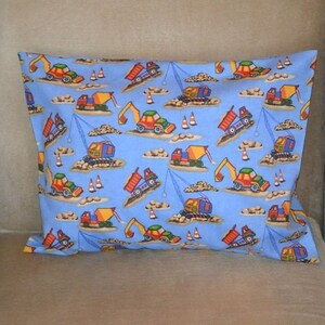 Travel Pillow Case Child Pillow Case CONSTRUCTION EQUIPMENT TONKA Trucks Tractors Bulldozers Front End Loaders