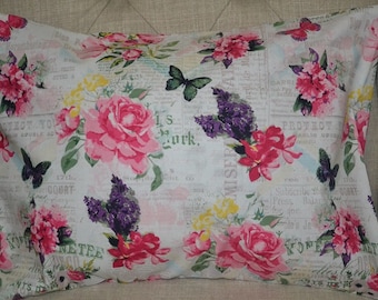 Pink Blue Gray ROSE Floral Ruffled PILLOW SHAM 1 SHABBY CHIC CHOOSE* 