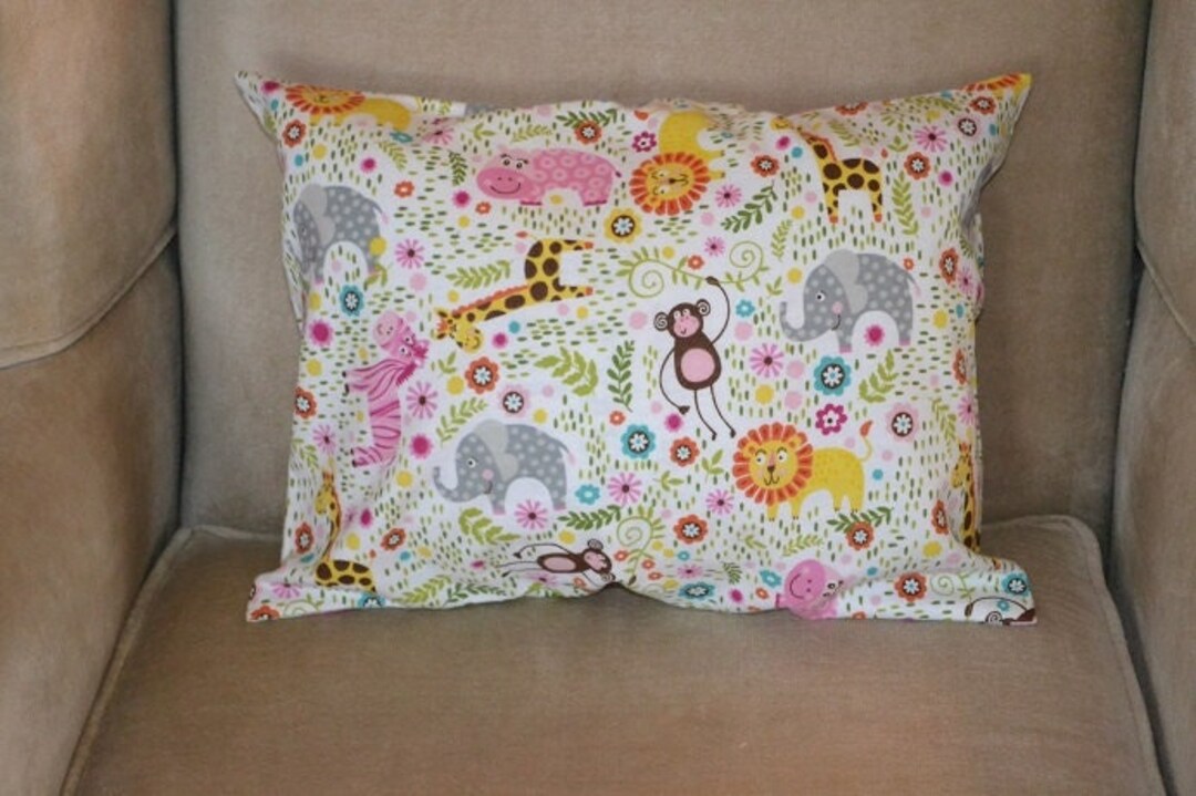Travel Pillow Case / Child Pillow Case in Flannel ELEPHANTS / ZEBRAS