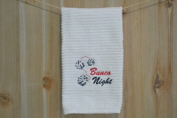 Embroidered Bar Mop Towel / Kitchen Hand Towel / BUNCO Game Night / Bunco Hostess Gift / Bunco Game Gift /Novelty Kitchen Towel/Hostess Gift