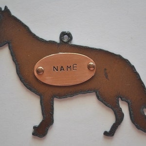 GERMAN SHEPHERD made of Rustic Rusty Rusted Recycled Metal Custom PERSONALIZED German Shepherd Ornament or Magnet