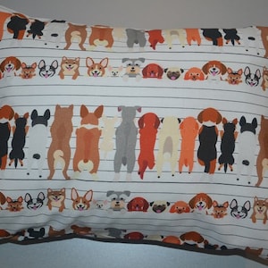 Travel Pillow Case / Child Pillow Case VARIOUS Multi DOGS/ Whimsical Dogs / Colorful Cartoon Dog Pillow /Dog Pillowcase/12"x16" Pillowcase