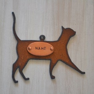 CAT made of Rustic Rusty Rusted Recycled Metal Custom PERSONALIZED Cat / Kitty / Kitten Ornament or Magnet / Cat Ornament / Cat Decor