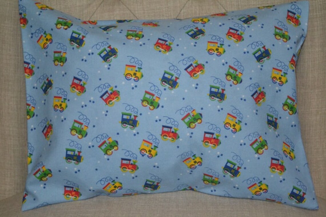 Travel Pillow Case / Child Pillow Case Flannel TRAINS / Choo Etsy