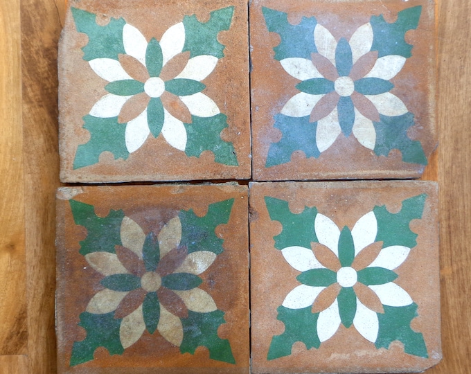 Antique cement decorative tiles from Ireland terracotta with Etsy