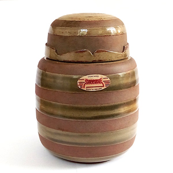 Stoneware jar from Ireland by Donegal Pottery large vintage jar with lid pottery storage jar ceramic cookie jar Irish gift made in Ireland *
