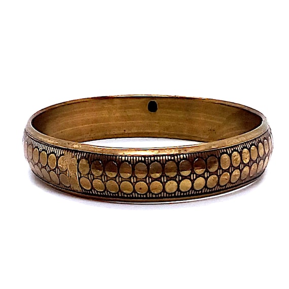Brass bangle from India decorative etched Vintage… - image 1