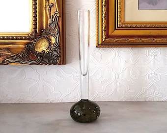 Bubble base vase 8 inch amber brown vase 1960s glass bud vase mid century vase glass stem vase glass bubble vase ornament *