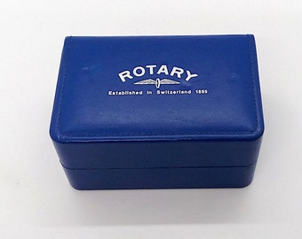 Rotary watch box vintage jeweller's box men's jewellery box blue faux leather watch storage box men's watch box collectible jeweller's box