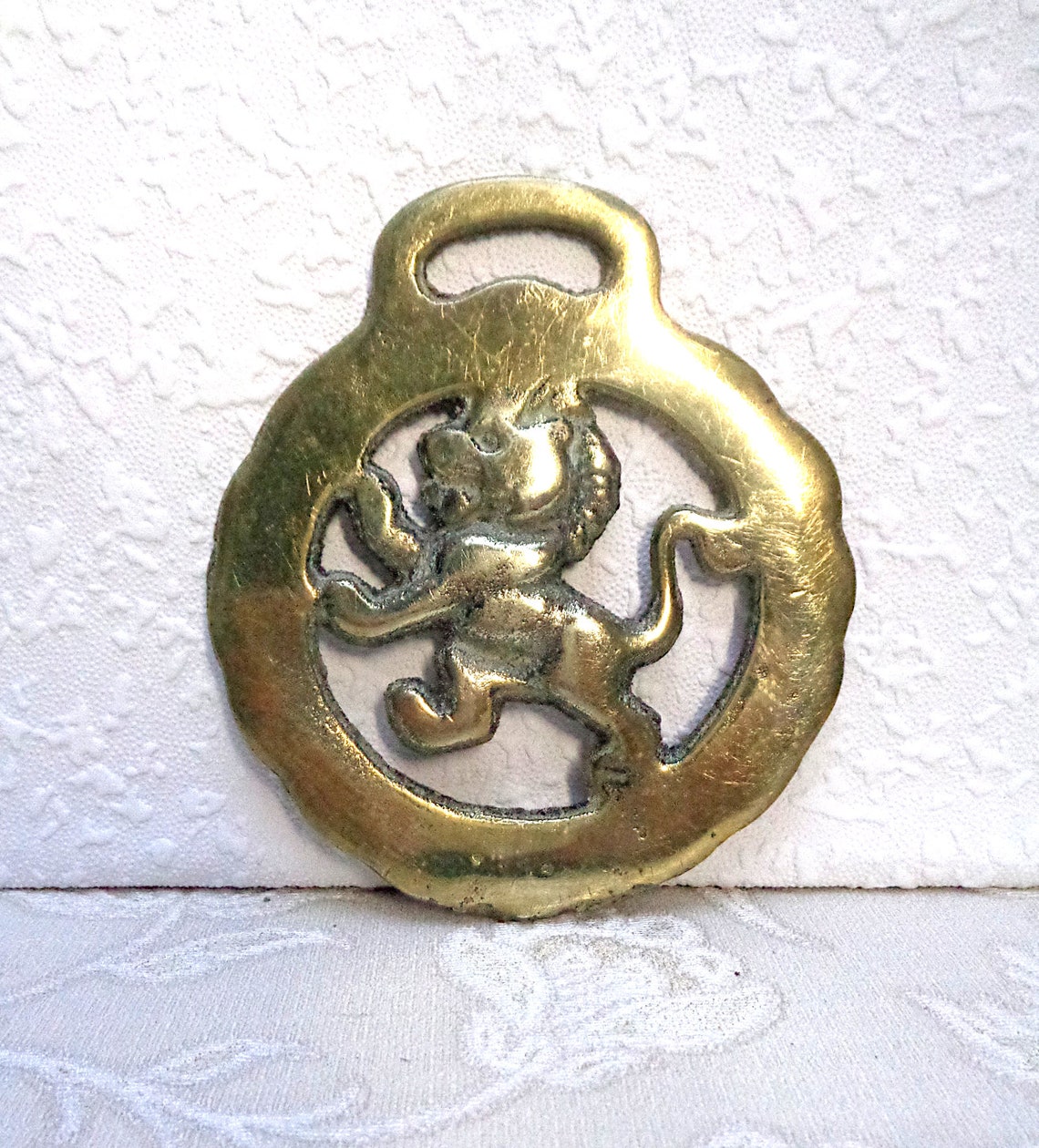 Brass Lion Buckle From the 1950s a Horse Brass or Tack Etsy