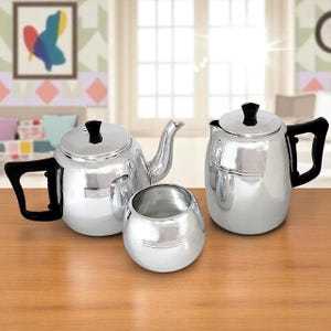 Vintage Towerbrite Tea & Coffee Set | 1960s Anodised Aluminium Metal | Coffeepot Teapot,  Sugar Bowl | Retro coffee set | Made in England
