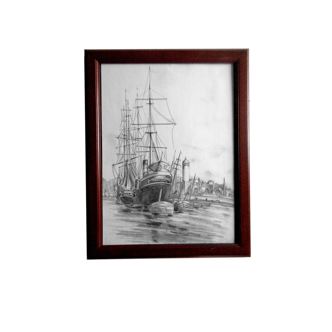 Sailing ship picture Framed wall art a seascape of ships Etsy