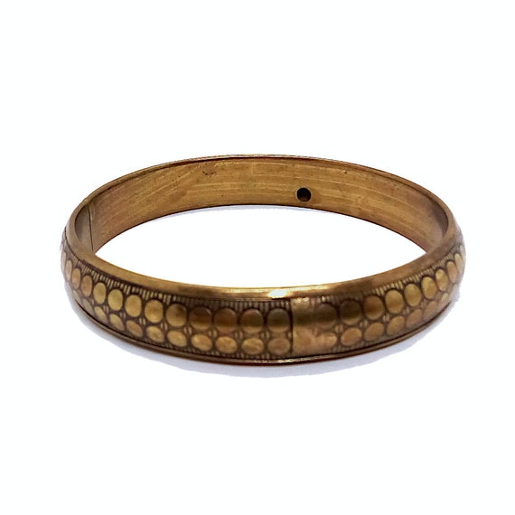 Brass bangle from India decorative etched Vintage… - image 7