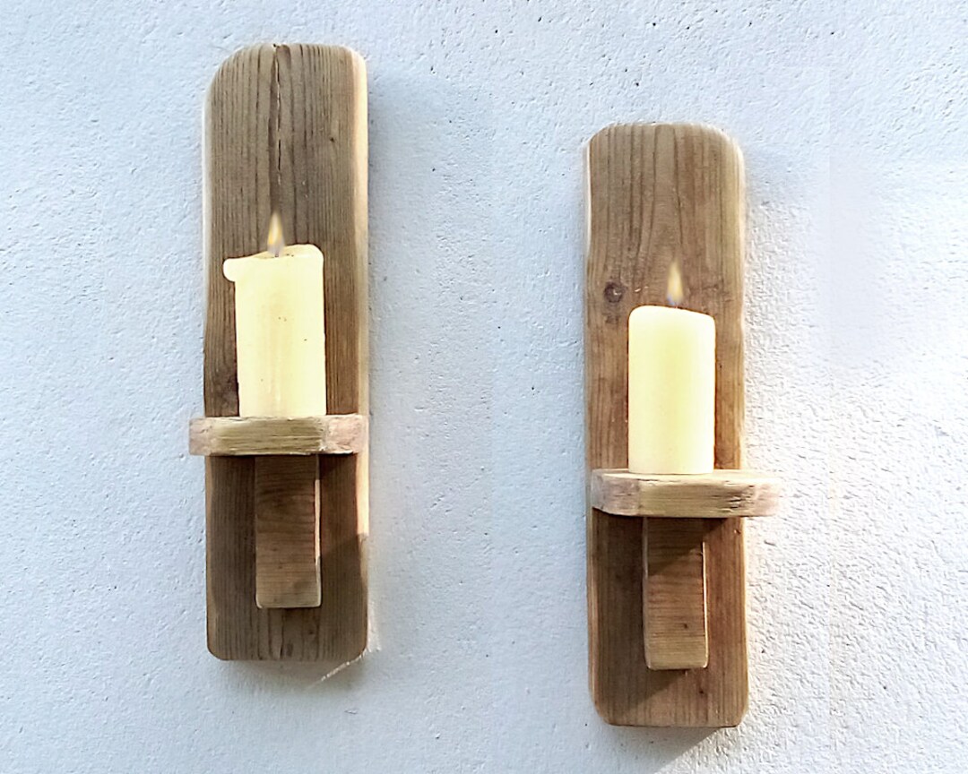 Wall Sconces Wood Candle Sconces From Ireland Driftwood Style Etsy