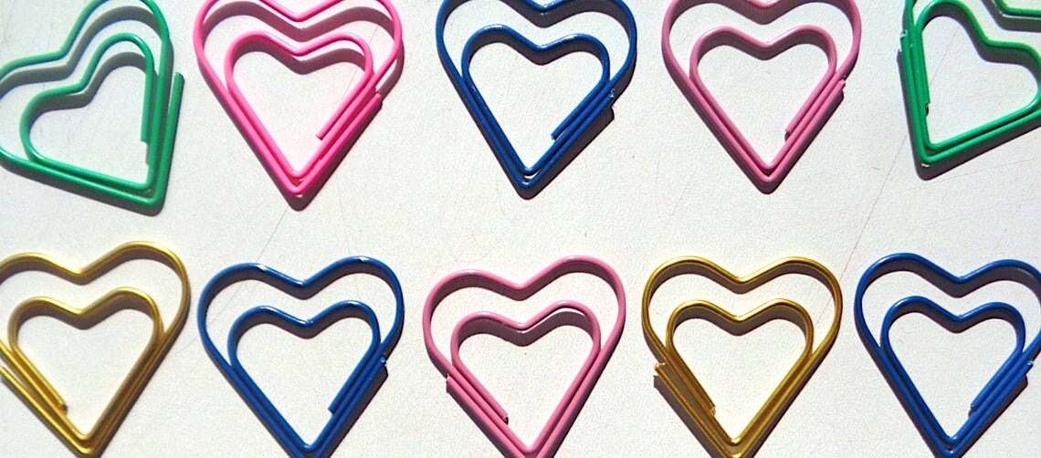 Paper clips in colorful heart shapes a set of 10 made from Etsy