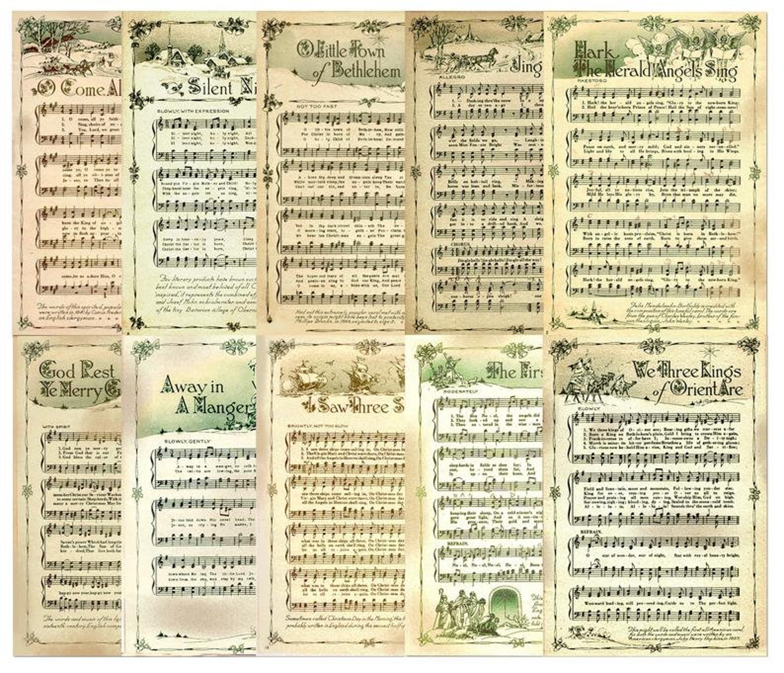 Vintage Christmas Carols sheet music an instant download for | Etsy