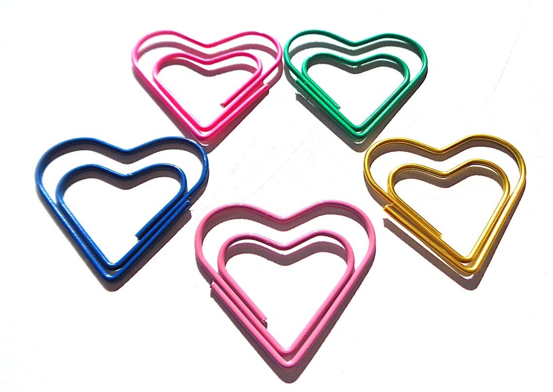 Paper clips in colorful heart shapes a set of 10 made from Etsy