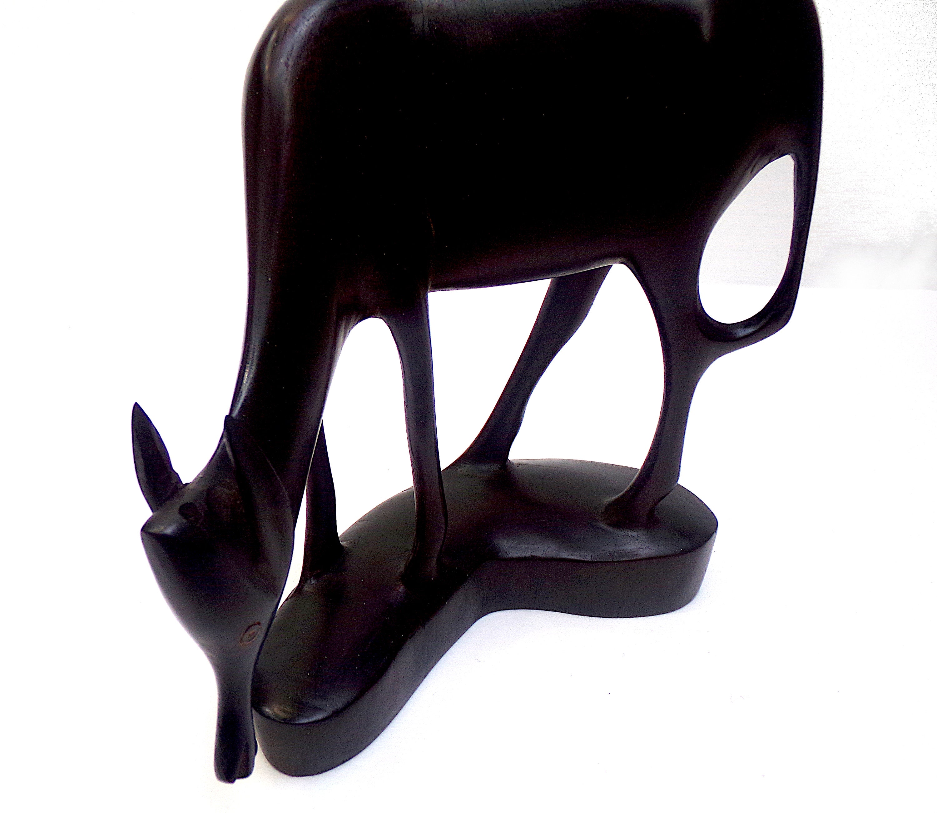 Wood deer figurine vintage hand carved animal statue tall Etsy