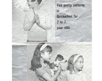 KNITTING PATTERN for children download jersey and cardigan designs Quickerknit 2-7 year old pattern printable 8 page booklet from 1960s #18