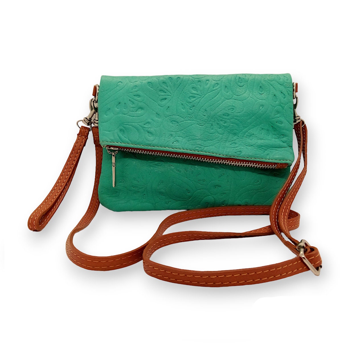 Adjustable Leather Crossbody Strap in Cuoio