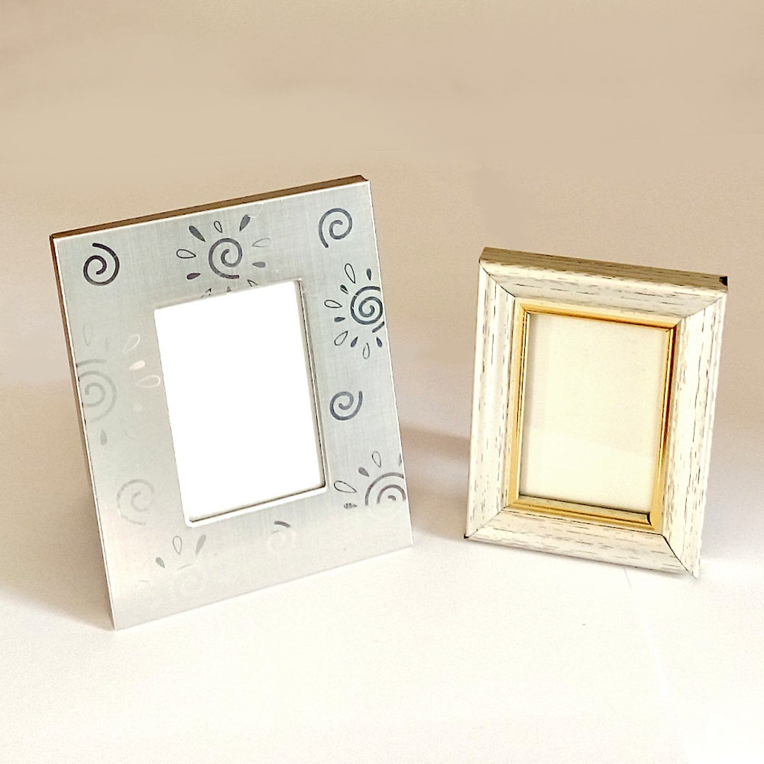 Silver Picture Frames Vintage Set of 2 Miniature Frames With Glass